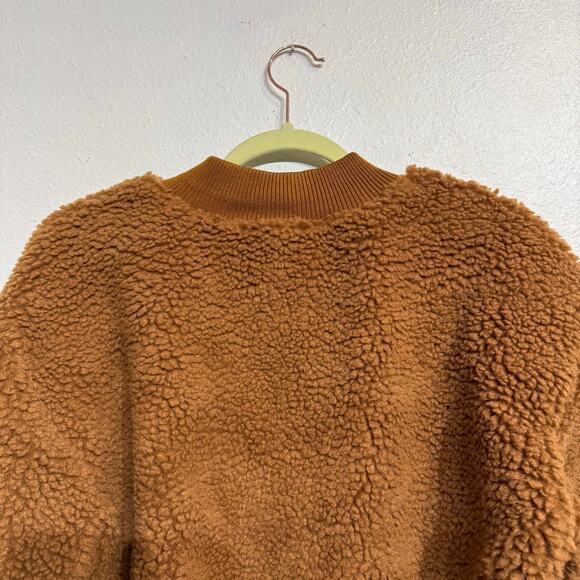 J.O.A. Brown Mock Neck Teddy Fur Pullover Sz M NWT - Picture 10 of 14